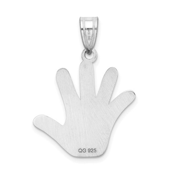 925 Sterling Silver Autism Handprint Pendant, enameled w/ Happy Face - Picture 3 of 4